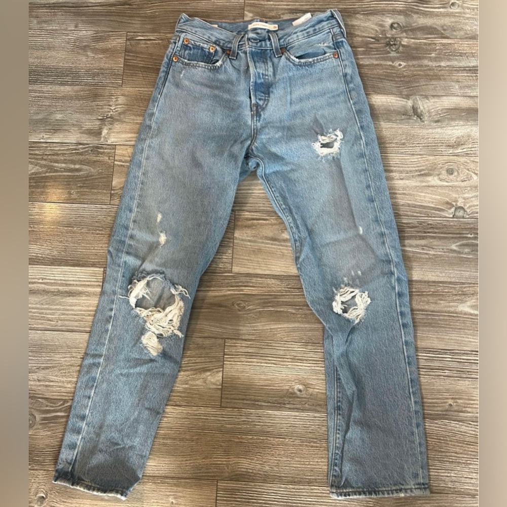 Levi's Distressed Blue Straight Leg Jeans